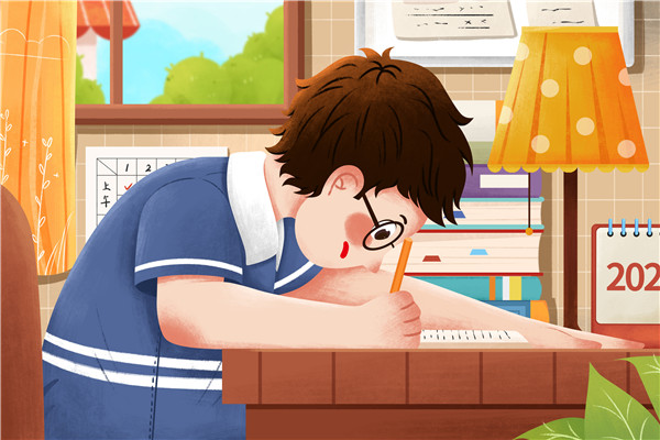 摄图网_401762294_亚健康近视眼低头写作业孩子插画(企业商用)_副本.