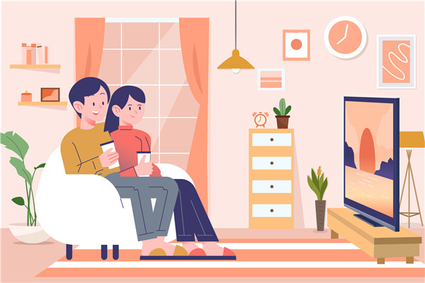 摄图网_402137682_情侣日常在家看电视扁平插画（企业商用）_副本.jpg